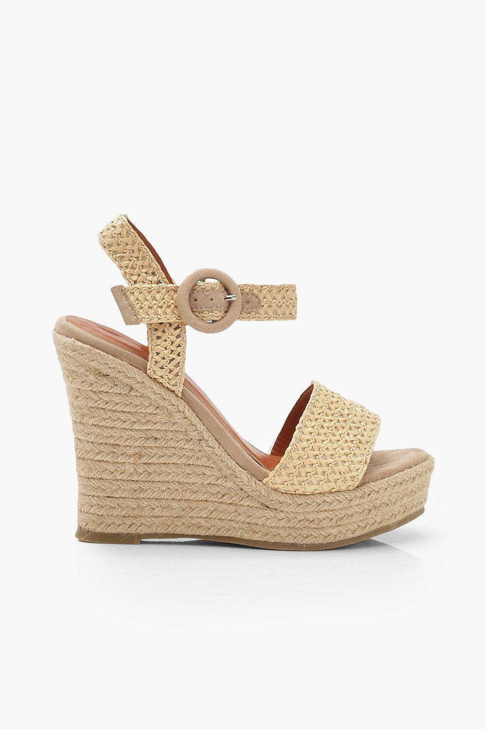 Espadrilles compensees en paille a brides